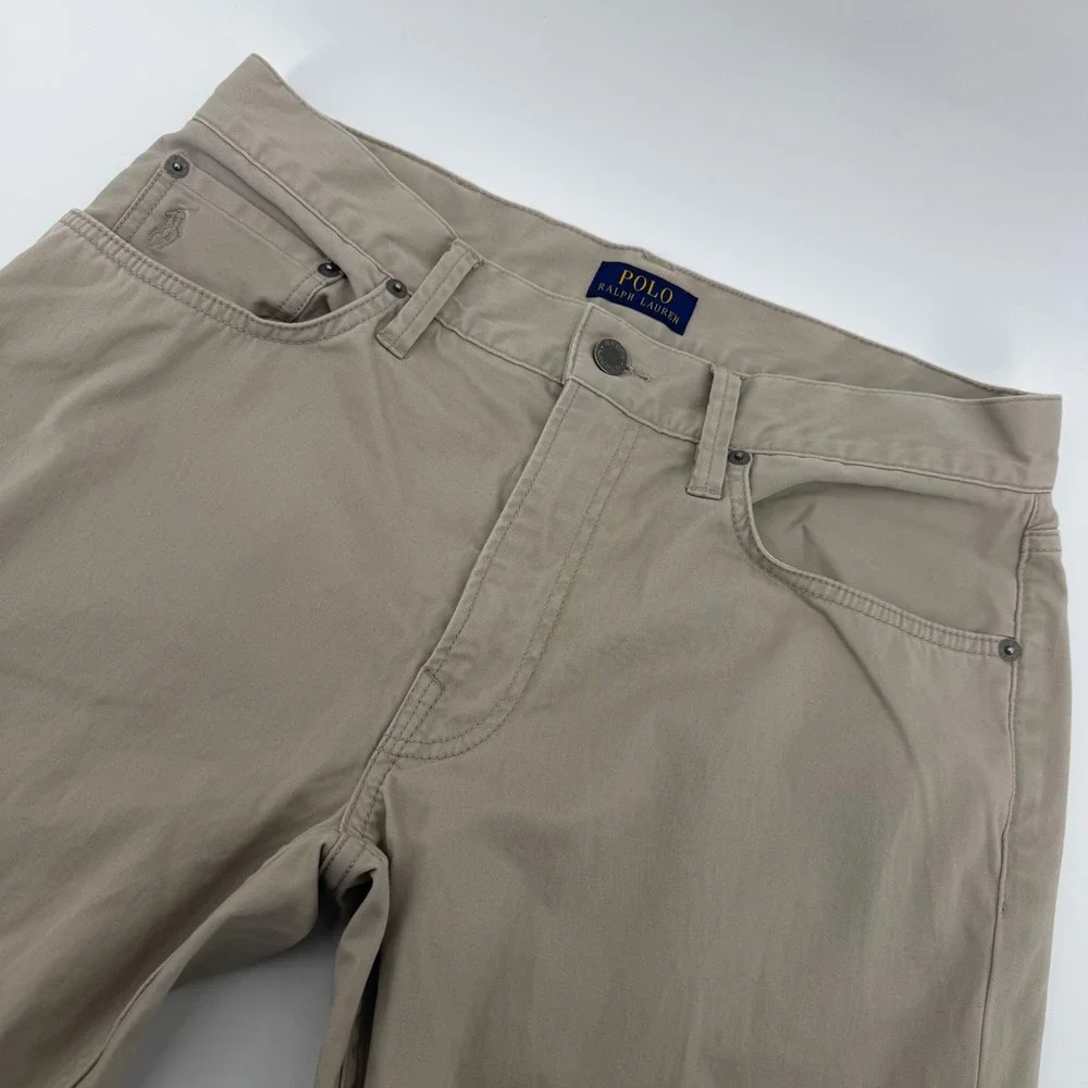 Polo Ralph‎ Lauren Pants Mens 32/34 Tan Khaki Varick Slim Straight Five Pocket